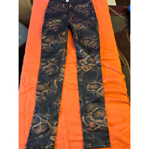 Women's JC & JQ Black & Brown Snake Print Skinny Jeans Size L